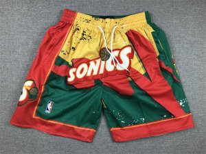 NBA Seattle Supersonics Just don shorts Rouge jaune